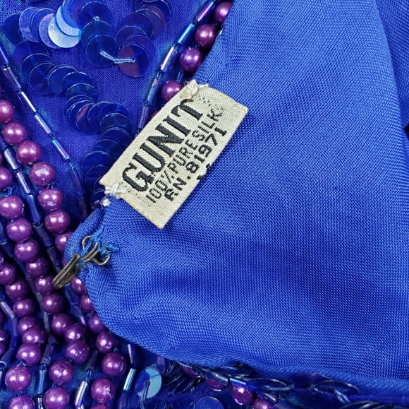 Vintage GUNIT Blue Sequin Blouse - Picture 7 of 8